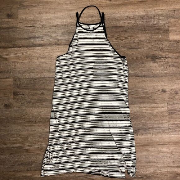 American Eagle Women’s Black & White Striped Summer Dress Size L - Picture 2 of 6